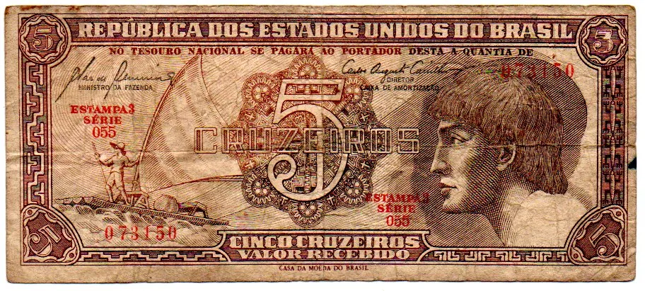 C111 - 5 Cruzeiros - Série 055 - Índio - Data: 1961 - R