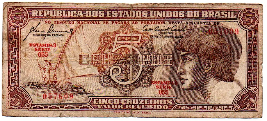 C111 - 5 Cruzeiros - Série 055 - Índio - Data: 1961 - R