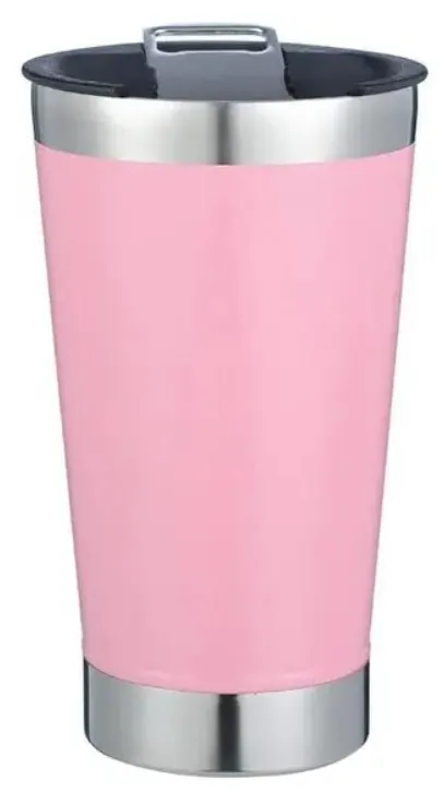 Copo Térmico com tampa e abridor - Rosa Bebe - 473 ml Imagem