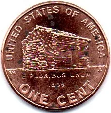 Estados Unidos - 2009 - 1 Cent - Comemorativa Lincoln Bicentenial - (Early childhood in Kentucky) - Sob - Manchas Imagem