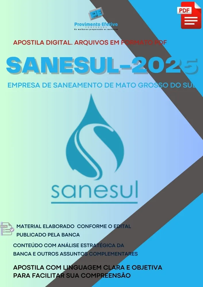 Apostila SANESUL Assistente Administrativo 2025 Imagem