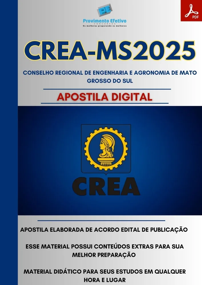 Apostila CREA MS Agente Administrativo 2025 Imagem