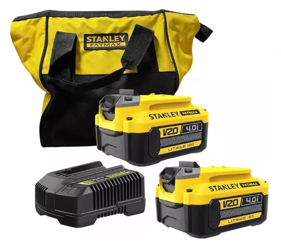 KIT CARREGADOR 20V MAX 2 BATERIAS 4Ah + CARREGADOR BIVOLT SCB244CK-BR STANLEY