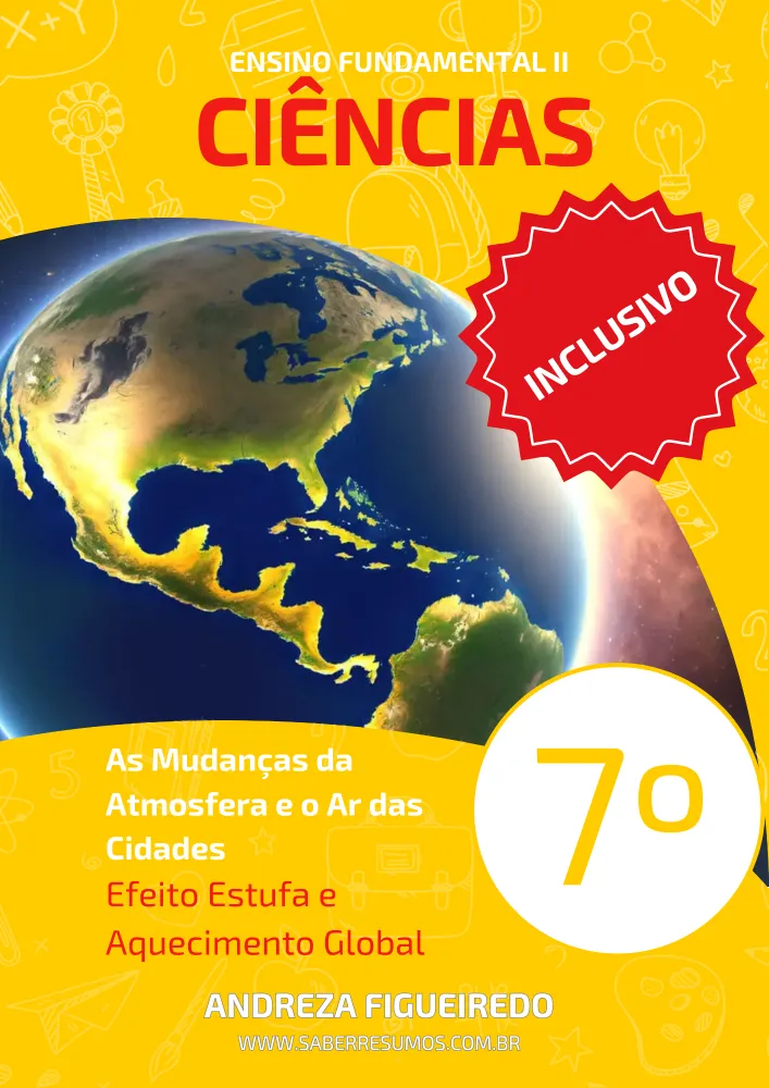 732 - Ciências - Aprendizado Inclusivo - As Mudanças da Atmosfera e o Ar das Cidades - Intensificação do Efeito Estufa e do Aquecimento Global - 7º ano - PDF com 9 páginas Imagem