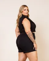 Conjunto Camisa Curta Shorts Diva's Voga Preto - Foto 2