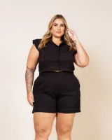 Conjunto Camisa Curta Shorts Diva's Voga Preto - Foto 4