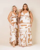 Vestido Longo  Rayon Diva's Voga Estampado Caramelo Mel - Foto 5