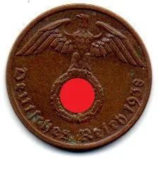Alemanha - 2° Guerra - 1938A - 1 Reichspfennig