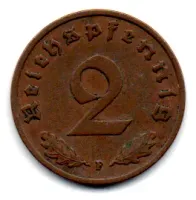 Alemanha - 2° Guerra - 1938F - 2 Reichspfennig - Foto 2