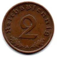 Alemanha - 2° Guerra - 1938A - 2 Reichspfennig - Foto 2