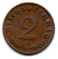 Alemanha - 2° Guerra - 1938A - 2 Reichspfennig - Foto 2