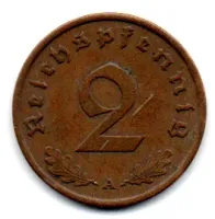 Alemanha - 2° Guerra - 1938A - 2 Reichspfennig - Foto 2