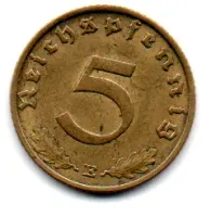 Alemanha - 2° Guerra - 1938E - 5 Reichspfennig - Foto 2