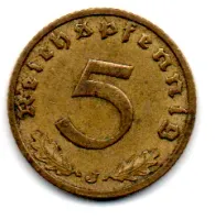 Alemanha - 2° Guerra - 1938J - 5 Reichspfennig - Foto 2