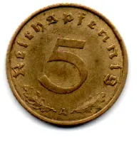 Alemanha - 2° Guerra - 1938A - 5 Reichspfennig - Foto 2