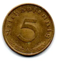 Alemanha - 2° Guerra - 1939A - 5 Reichspfennig - Foto 2