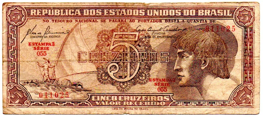 C111 - 5 Cruzeiros - Série 055 - Índio - Data: 1961 - BC