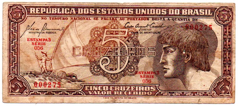 C111 - 5 Cruzeiros - Série 056 - Índio - Data: 1961 - BC