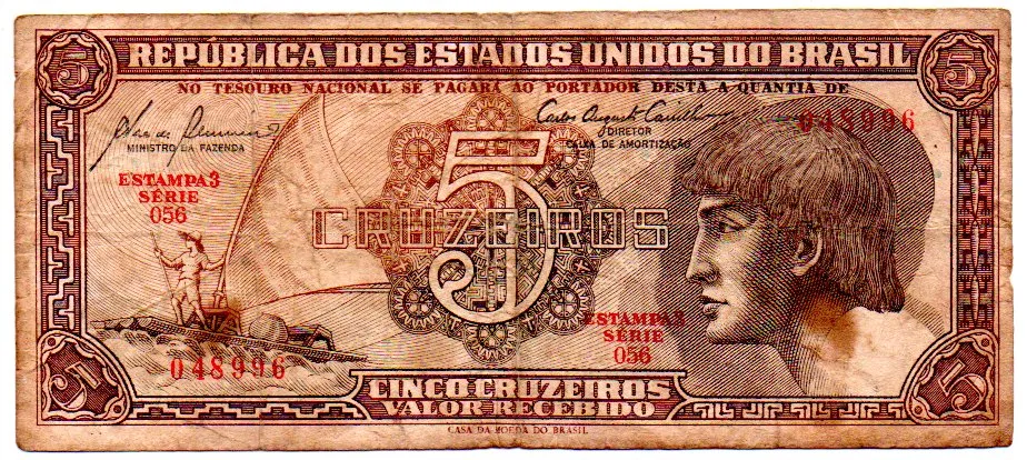 C111 - 5 Cruzeiros - Série 056 - Índio - Data: 1961 - BC Imagem