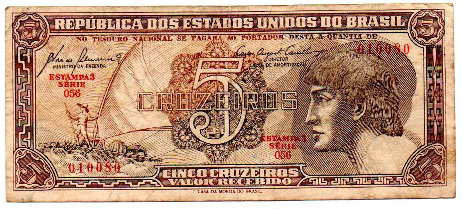 C111 - 5 Cruzeiros - Série 056 - Índio - Data: 1961 - MBC Imagem