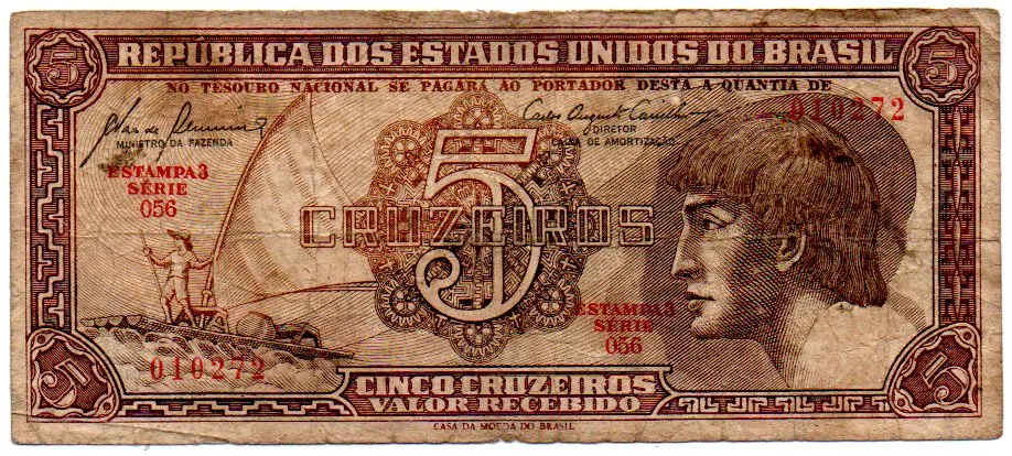 C111 - 5 Cruzeiros - Série 056 - Índio - Data: 1961 - BC Imagem