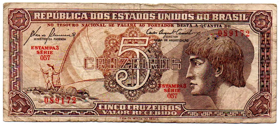 C111 - 5 Cruzeiros - Série 057 - Índio - Data: 1961 - BC