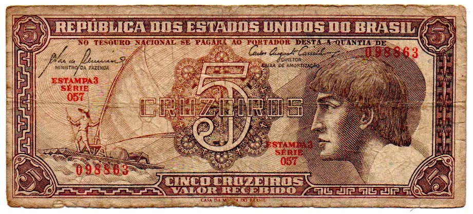 C111 - 5 Cruzeiros - Série 057 - Índio - Data: 1961 - R