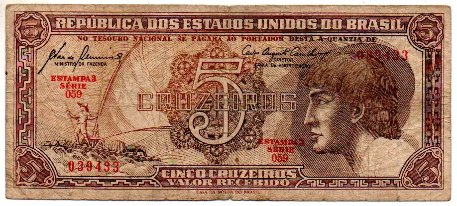 C111 - 5 Cruzeiros - Série 059 - Índio - Data: 1961 - BC