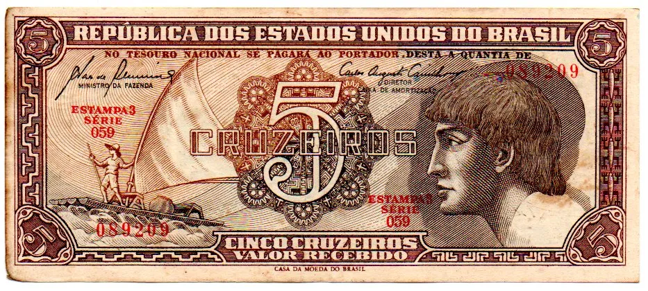 C111 - 5 Cruzeiros - Série 059 - Índio - Data: 1961 - BC