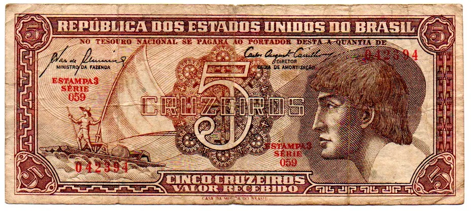 C111 - 5 Cruzeiros - Série 059 - Índio - Data: 1961 - BC Imagem