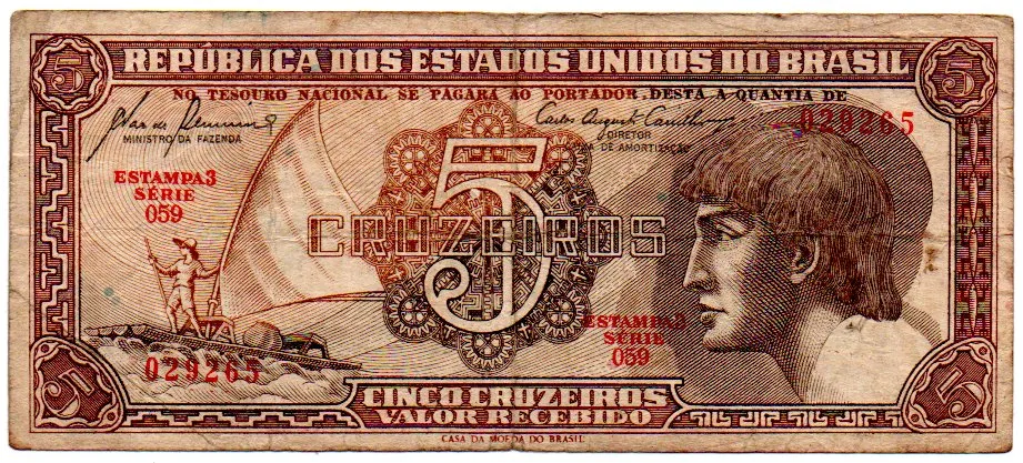 C111 - 5 Cruzeiros - Série 059 - Índio - Data: 1961 - BC Imagem