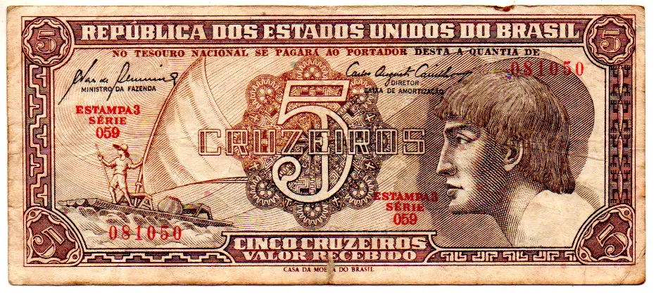 C111 - 5 Cruzeiros - Série 059 - Índio - Data: 1961 - R