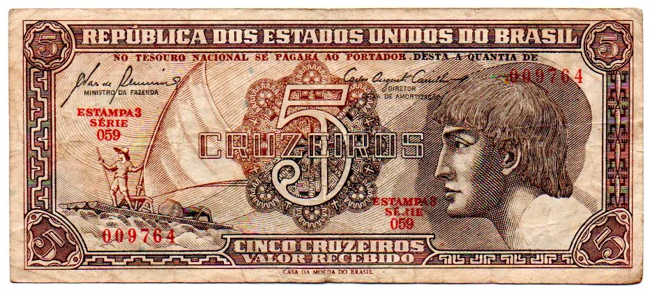 C111 - 5 Cruzeiros - Série 059 - Índio - Data: 1961 - BC Imagem