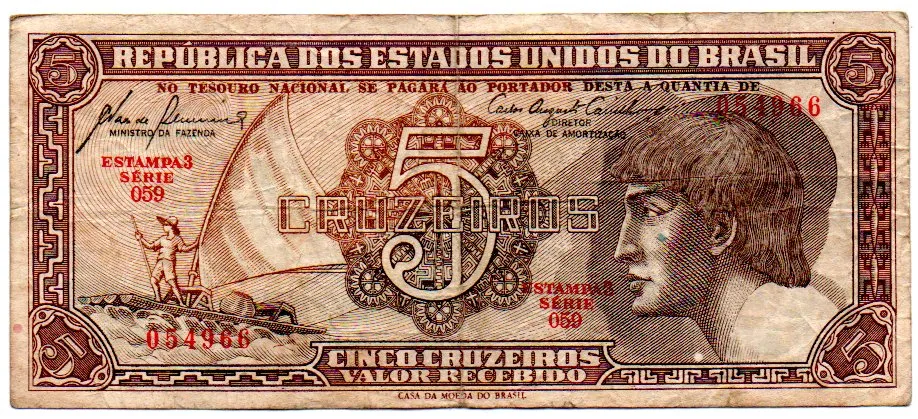 C111 - 5 Cruzeiros - Série 059 - Índio - Data: 1961 - BC