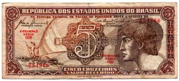 C111 - 5 Cruzeiros - Série 059 - Índio - Data: 1961 - BC