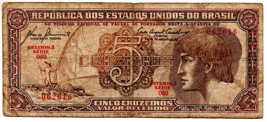 C111 - 5 Cruzeiros - Série 060 - Índio - Data: 1961 - UTG