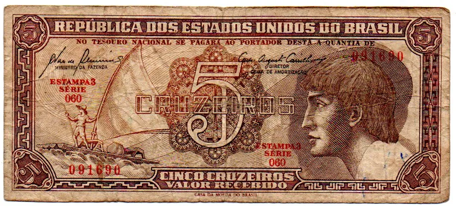 C111 - 5 Cruzeiros - Série 060 - Índio - Data: 1961 - UTG