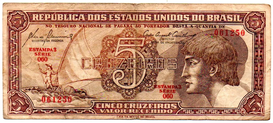 C111 - 5 Cruzeiros - Série 060 - Índio - Data: 1961 - BC