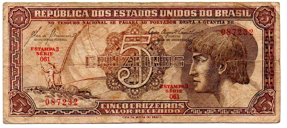 C111 - 5 Cruzeiros - Série 061 - Índio - Data: 1961 - BC