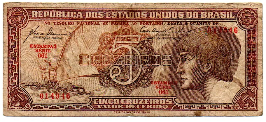 C111 - 5 Cruzeiros - Série 061 - Índio - Data: 1961 - R Imagem