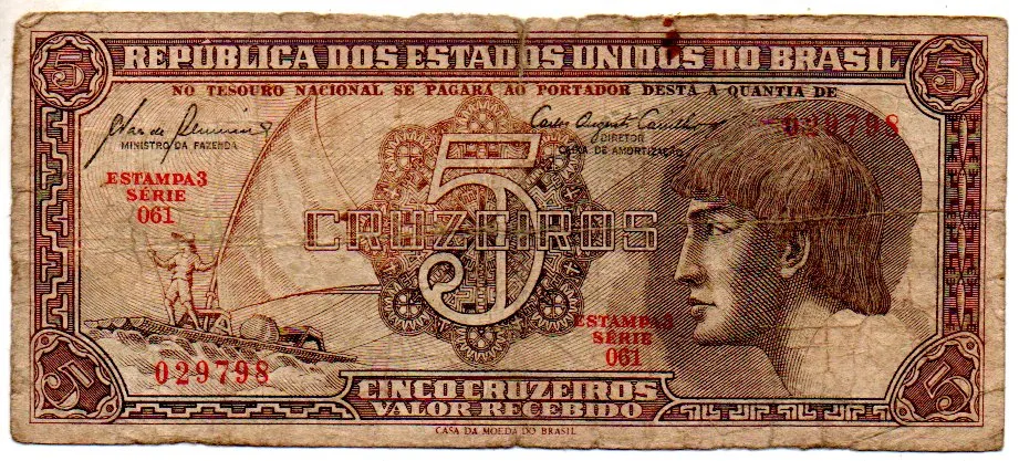 C111 - 5 Cruzeiros - Série 061 - Índio - Data: 1961 - R Imagem