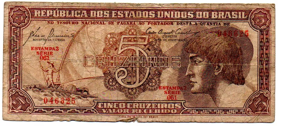 C111 - 5 Cruzeiros - Série 061 - Índio - Data: 1961 - R Imagem