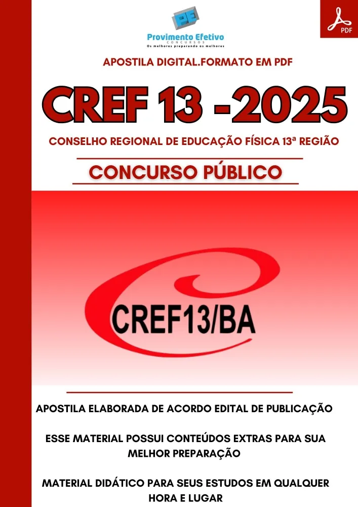 Apostila CREF 13ª Região Assistente Administrativo  2025 Imagem