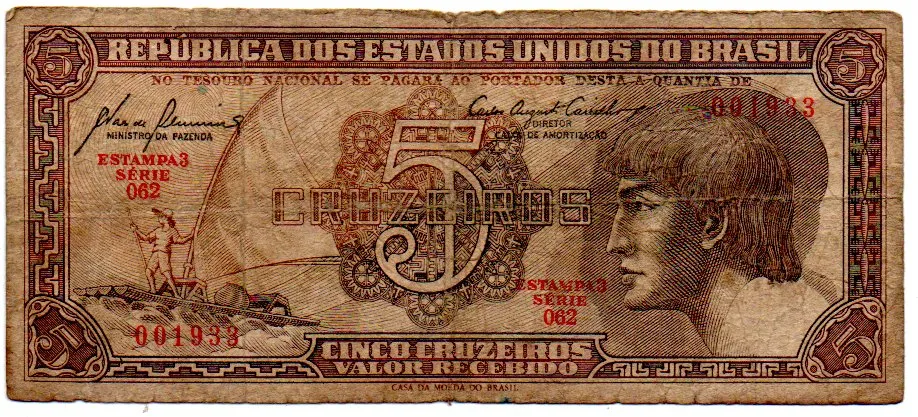 C111 - 5 Cruzeiros - Série 062 - Índio - Data: 1961 - R