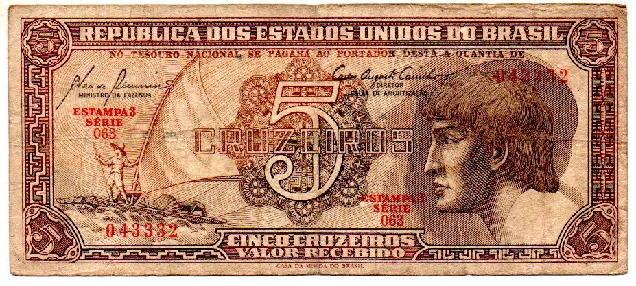 C111 - 5 Cruzeiros - Série 063 - Índio - Data: 1961 - BC