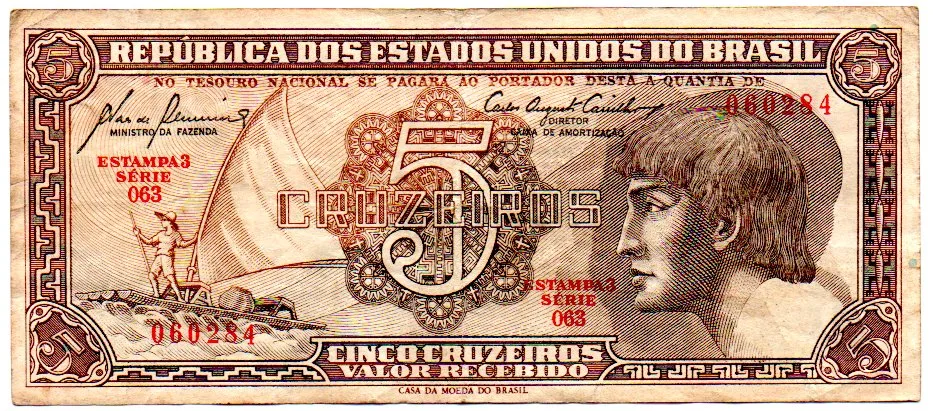 C111 - 5 Cruzeiros - Série 063 - Índio - Data: 1961 - MBC Imagem