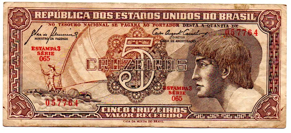 C111 - 5 Cruzeiros - Série 065 - Índio - Data: 1961 - MBC