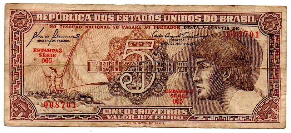 C111 - 5 Cruzeiros - Série 065 - Índio - Data: 1961 - BC Imagem