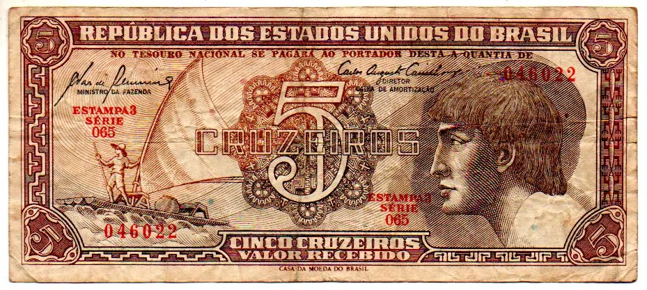 C111 - 5 Cruzeiros - Série 065 - Índio - Data: 1961 - BC Imagem