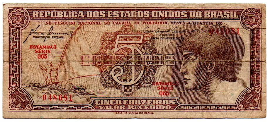 C111 - 5 Cruzeiros - Série 065 - Índio - Data: 1961 - BC